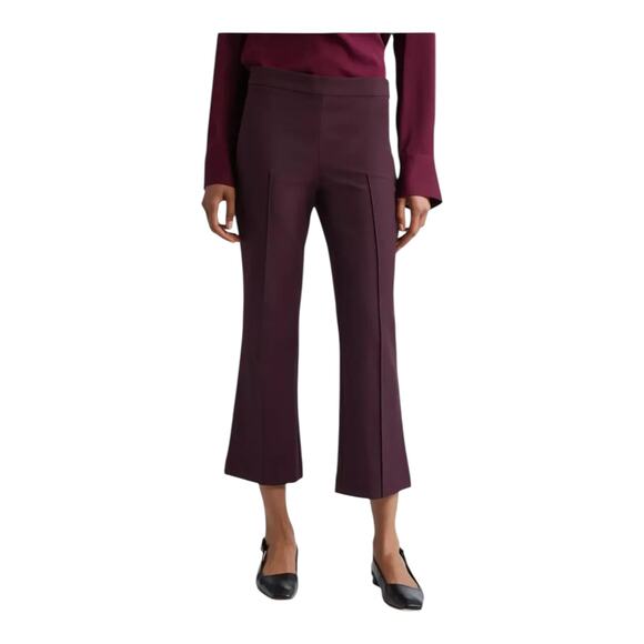 Vince Pants Mid-Rise Pintuck Crop Flare purple size 14